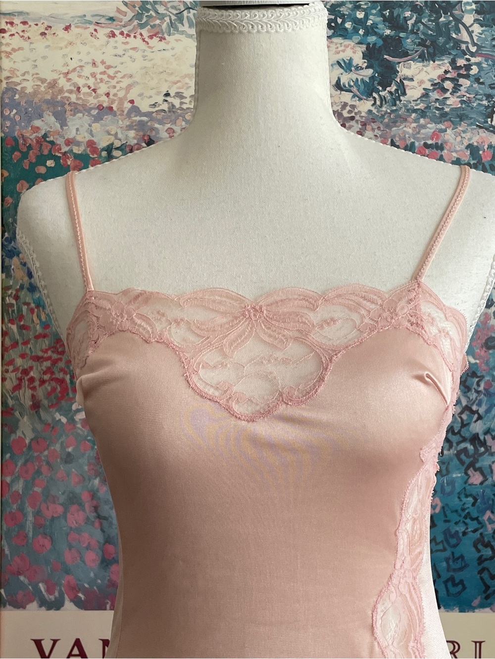Vintage Valisere Lace Slip Dress Medium Blush Pink Parisian Coquette Chic Bridal - Picture 4 of 14